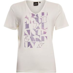 Poools T-shirt ecru (Maat: 46) - GlitterFotoprint - Halslijn: V-hals,