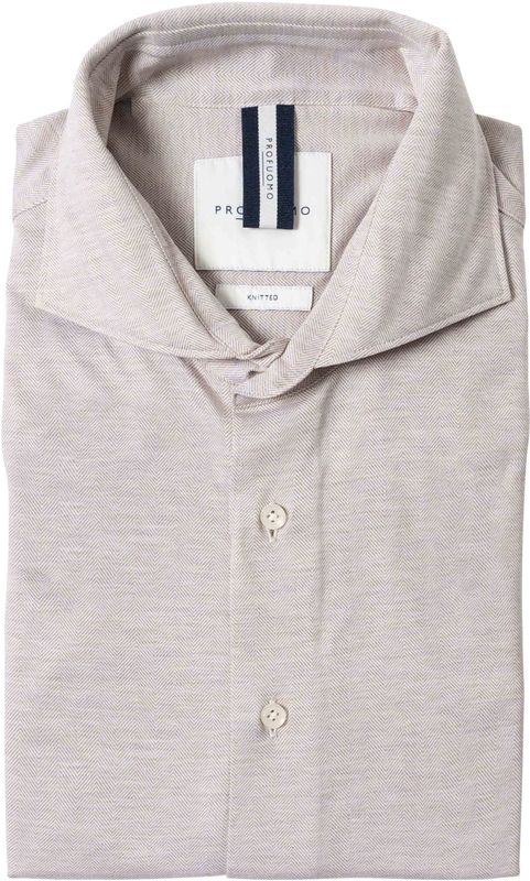 Profuomo - Knitted Shirt - Beige - Casual Overhemd