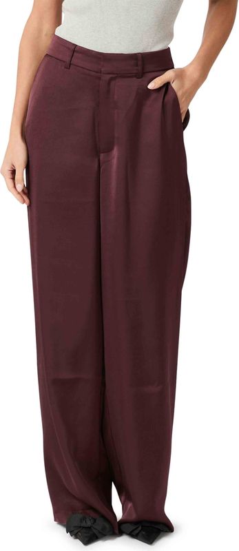 Neo Noir Emmett Heavy Sateen Pants dames broek bordeaux (Maat: 34) - Effen