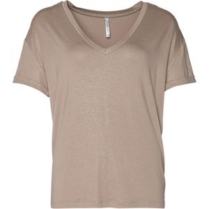 Summum Woman T-shirt beige (Maat: XL) - Glitter - Halslijn: V-hals,