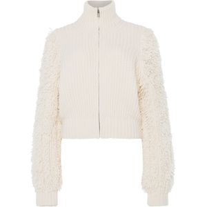 Drykorn Dames vest ecru (Maat: M) - Effen - Halslijn: Opstaande kraag met rits,