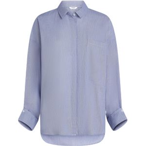 Penn & Ink N.Y. - Blouse - Blauw - Streep - Halslijn Polokraag