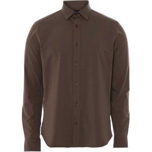 Matinique Heren overhemd lange mouw bruin (Maat: L)