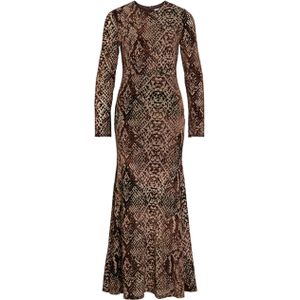 ROUGE EDIT - Jurk - Donkerbruin - Lang/maxi - Wijde Pasvorm - Lange Mouw