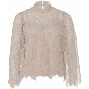 SUNCOO Blouse beige (Maat: M) - Halslijn: Opstaande kraag,