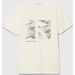 Calvin Klein T-shirt ecru (Maat: 164) - Fotoprint - Halslijn: Ronde hals,