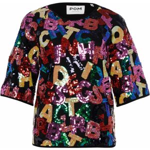 Pom Amsterdam Dames top multicolor (Maat: 36) - Halslijn: Ronde hals,