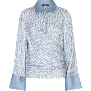 Ibana Dames blouse blauw (Maat: 34) - Halslijn: Polokraag,