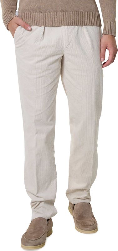 Profuomo - Chino Corduroy - Ecru - Heren Broek - Slim-fit