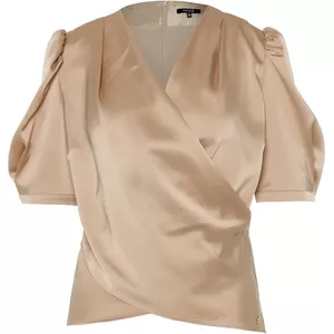 Hemdblouse Voor Dames, Dames Zijden Satijnen Blouse Zomer Mode Effen Ronde Hals Pullover Shirts Tops Elegante Losse 3/4 Lantaarn Mouw Tuniek Tops