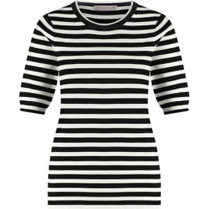 Studio Anneloes - Luna Stripe - Dames Trui - Zwart - Korte Mouwen