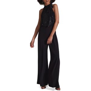 Swing Jumpsuit zwart (Maat: 38) - Halslijn: Opstaande kraag,