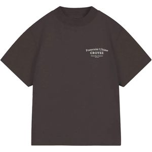Croyez Mini Jongens t-shirt bruin (Maat: 176) - Tekst - Halslijn: Ronde hals,
