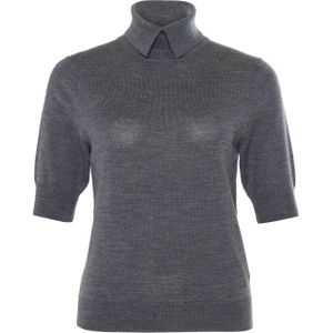 HERSKIND Trui grijs (Maat: S) - Effen - Halslijn: Opstaande kraag,