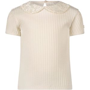 Le Chic T-Shirt beige (Maat: 104) - Effen - Halslijn: Kraag,