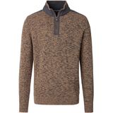 Casa Moda Heren trui met rits bruin (Maat: S) - Halslijn: Opstaande kraag met rits,