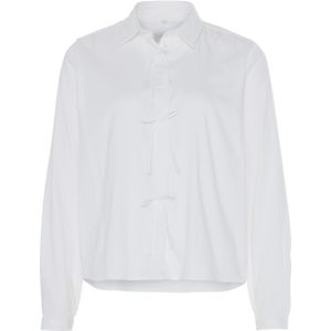 Milano Italy Dames blouse wit (Maat: 38) - Effen - Halslijn: Polokraag,