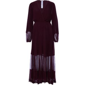 Twinset Jurk bordeaux (Maat: 36) - Effen - Halslijn: V-hals,