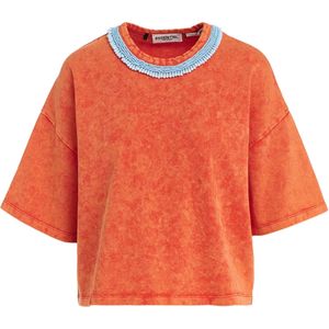 Essentiel Antwerp T-shirt oranje (Maat: XS) - Effen - Halslijn: Ronde hals,