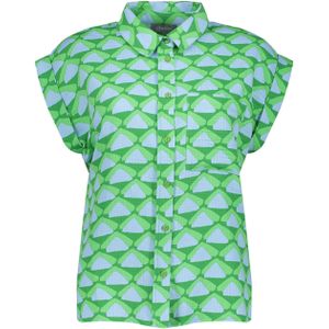 Geisha Blouse groen (Maat: S) - Halslijn: Kraag,