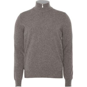 Gran Sasso Trui met rits bruin (Maat: 54) - Mélange - Halslijn: Opstaande kraag met rits,