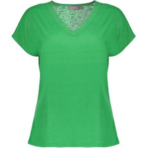 Geisha T-shirt groen (Maat: XS) - Effen - Halslijn: V-hals,