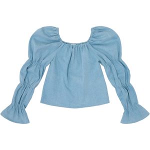 Salty Stitch Blouse lange mouw blauw (Maat: 152) - Effen - Halslijn: Off shoulder,