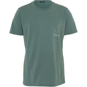 Denham T-shirt groen (Maat: M) - Fotoprint - Halslijn: Ronde hals,