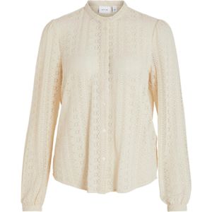 Vila Blouse beige (Maat: L) - Effen - Halslijn: Ronde hals,