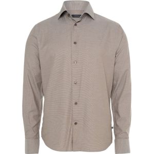 Matinique Heren overhemd lange mouw bruin (Maat: 37) - Effen