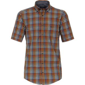 Casa Moda Overhemd korte mouw oranje (Maat: M) - Ruit