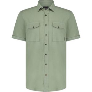 Bluefields Overhemd korte mouw groen (Maat: L) - Effen