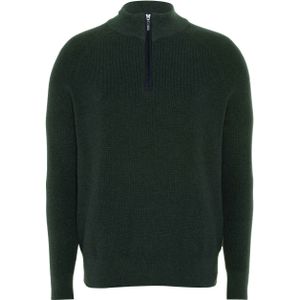 Baileys Heren trui met rits groen (Maat: L) - Effen - Halslijn: Opstaande kraag met rits,