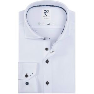 R2 Amsterdam Heren overhemd extra lange mouw wit (Maat: 39) - Effen