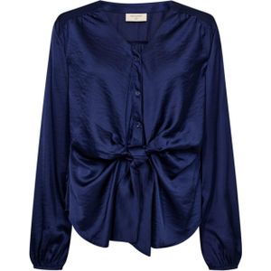 Freequent Dames blouse blauw (Maat: S) - Effen - Halslijn: V-hals,