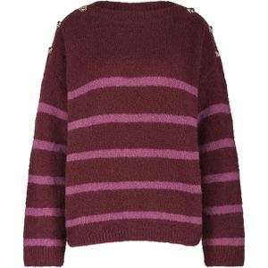 Studio Anneloes - Suzette Stripe - Trui - Bordeaux - Boothals