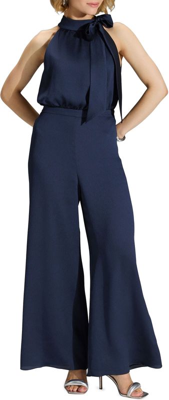 Swing - Jumpsuit - Dames - Getailleerd Model - Opstaande Kraag - Strikdetail