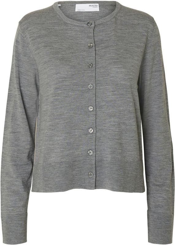 Selected - Thea - Cardigan - 100% Merinowol - Ronde Hals - Lange Mouwen