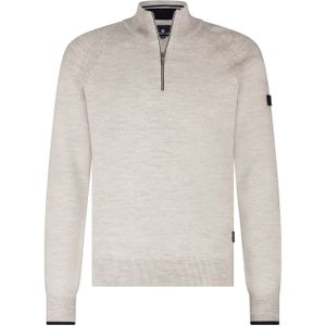 State of Art - Pullover Sportzip - Beige - Mélange - Halslijn: Opstaande Kraag met Rits