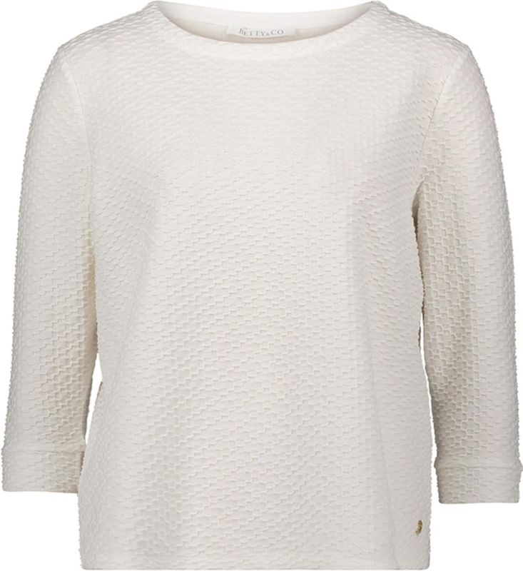 Betty & Co - Overhemden - Wit - Gestructureerd Shirt met Ronde Hals