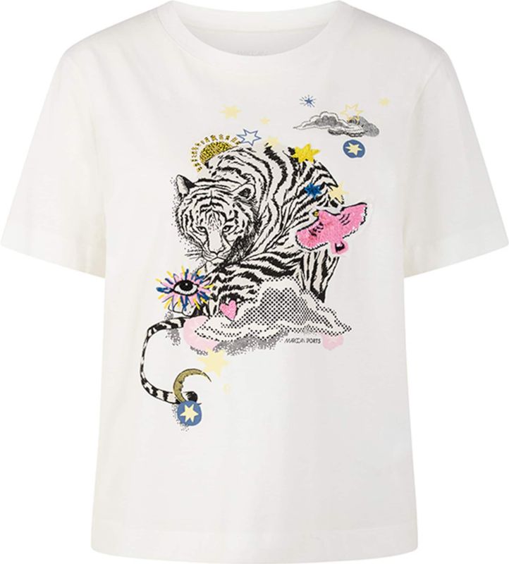 Marc Cain Sports Dames t-shirt ecru (Maat: 38) - Fotoprint - Halslijn: Ronde hals,
