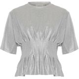 Gestuz Dames top grijs (Maat: S) - Metallic - Halslijn: Ronde hals,