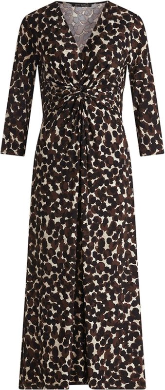 Betty Barclay - Midi Jurk - Bruin - Dames - Met Ruches en Polka Dots