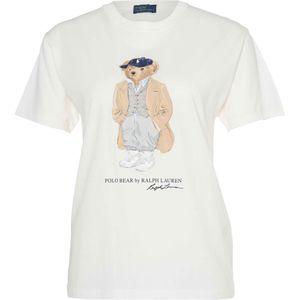 Ralph Lauren T-shirt ecru (Maat: S) - Fotoprint - Halslijn: Ronde hals,