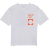 Calvin Klein T-Shirt - City Scène - Bright White m. Oranje - Calvin Klein - 8 jaar (128) - T-Shirts