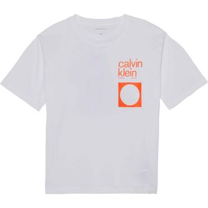 Calvin Klein T-Shirt - City Scène - Bright White m. Oranje - Calvin Klein - 8 jaar (128) - T-Shirts