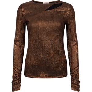 Aaiko - Top lange mouw - Donker bruin - MILLIE PES 144