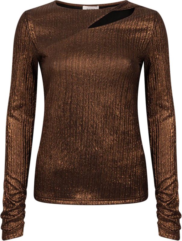 Aaiko - Top lange mouw - Donker bruin - MILLIE PES 144