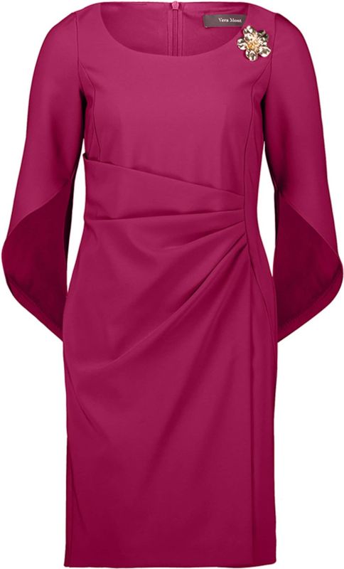 Vera Mont - Cocktailjurk - Knielang - Materiaalmix met Stretch - Ronde Hals