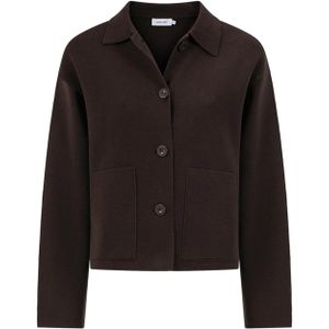 Knit-ted Dames vest bruin (Maat: XL) - Effen - Halslijn: Polokraag,